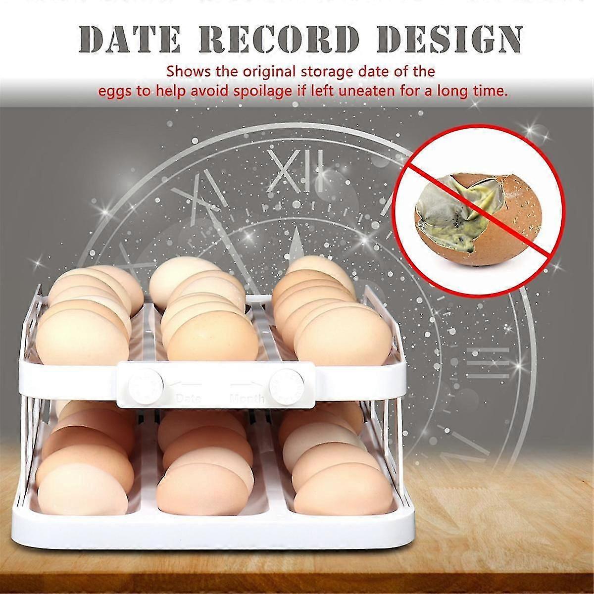 Rolling Egg Dispenser 2PCS, Refrigerator Egg Storage, Auto-Rolling Design