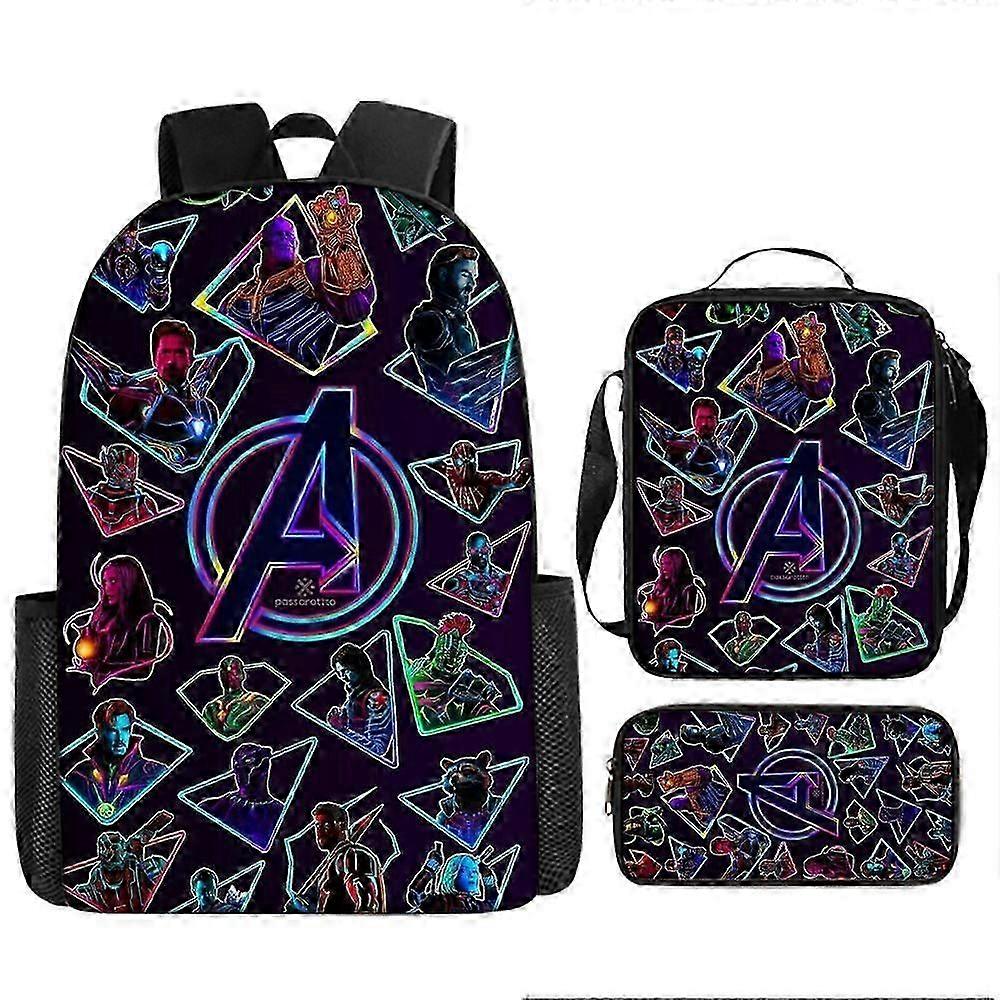 3pcs Boys Schoolbag The Avengers Iron Man Captain America Large Capacity Backpack