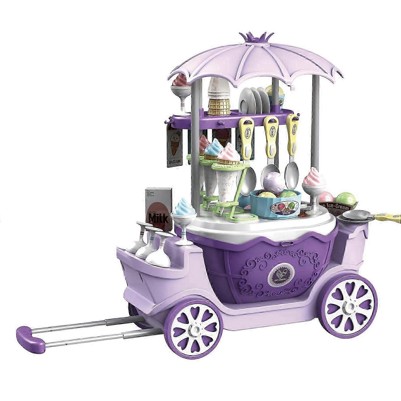 Ice Cream Shop Toys for Kid - Toddler Ice Cream Maker and Cart Pretend Playset Scoop and Learn Edut