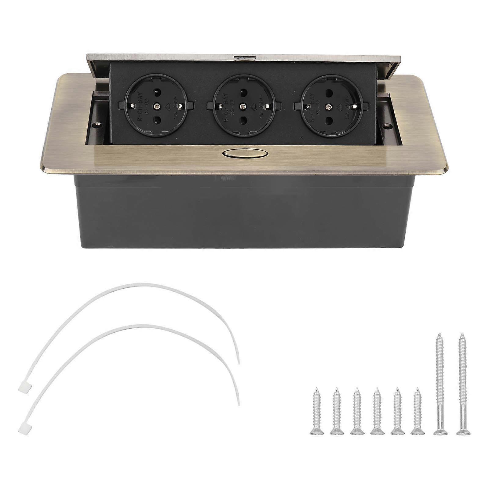 Power Strip Bronze Concealed Good Sealing Outlet Table Connection Box for Meeting Room