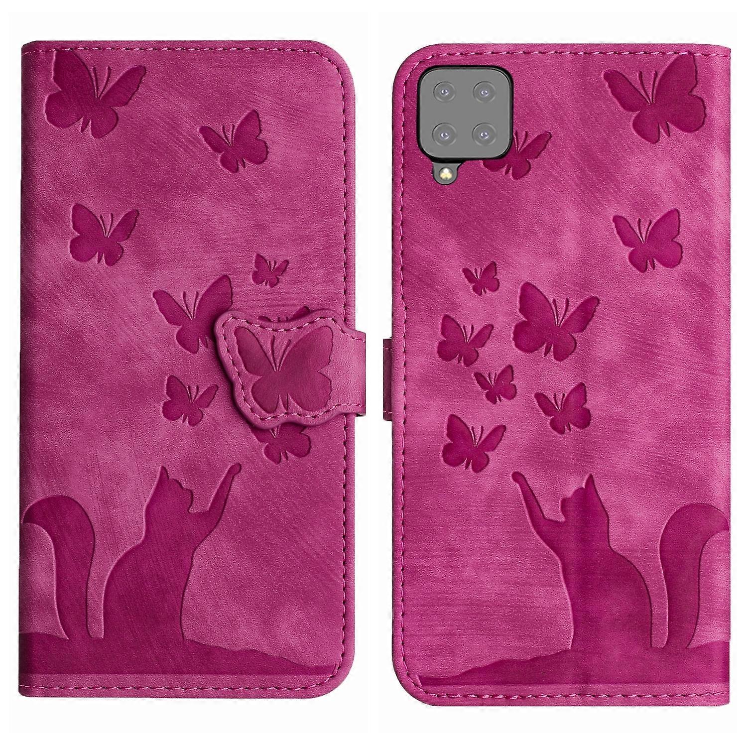 Butterfly Cat Embossing Flip Leather Phone Case