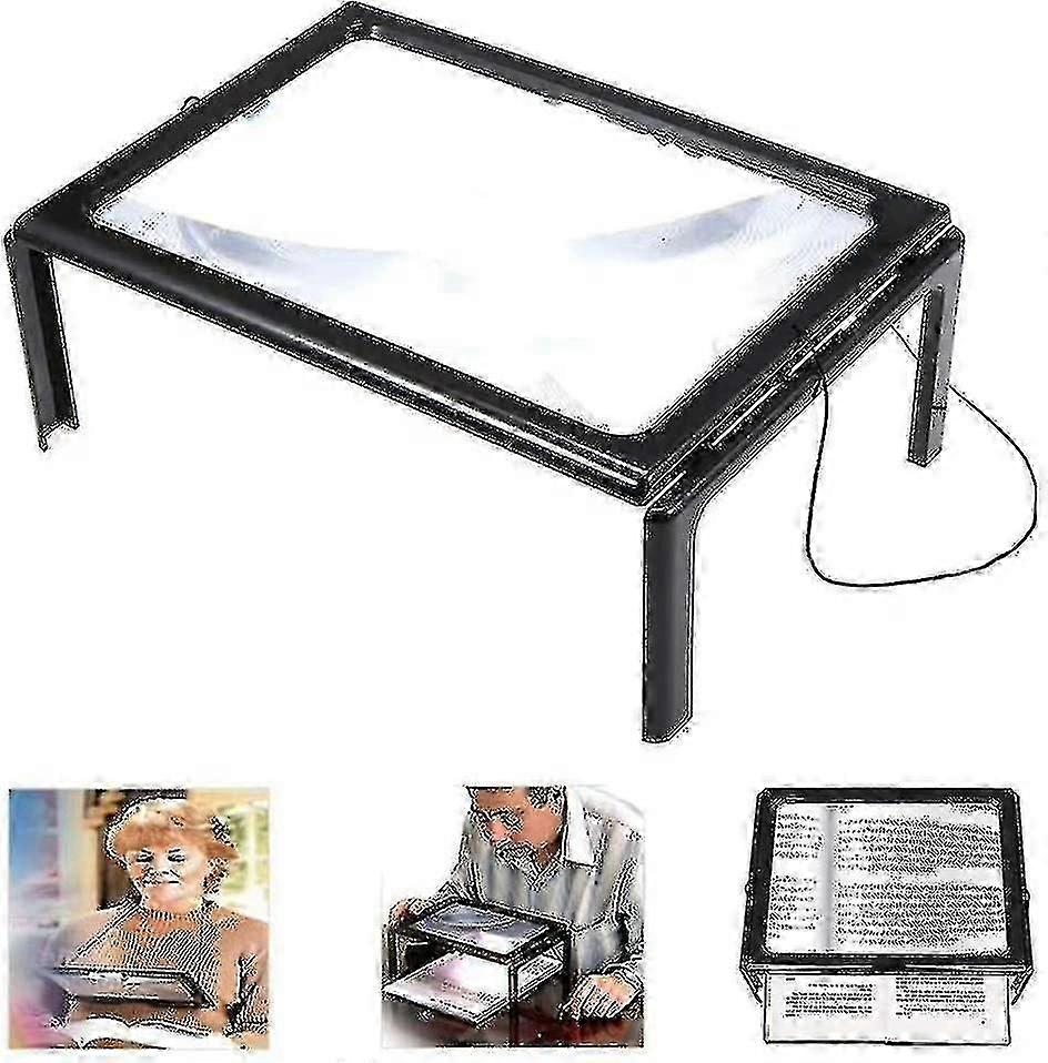 Rectangular Magnifier For Visually Impaired 3x Full Page Magnifier Magnifier With Hands-free Light -yyds