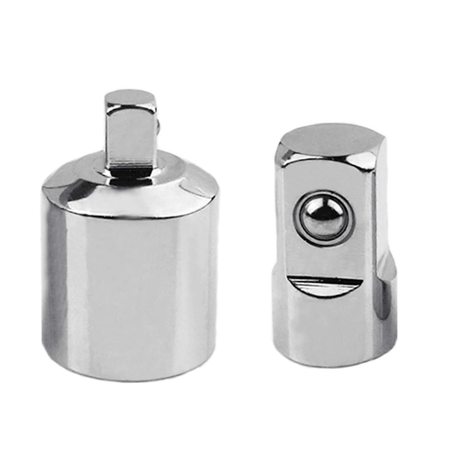 2 Pieces Impact Socket Adapter & Reducer Compatible for w/ Impact Driver Ratchet Sockets1/2" to 1/4" 1/4" to 1/2" Silver