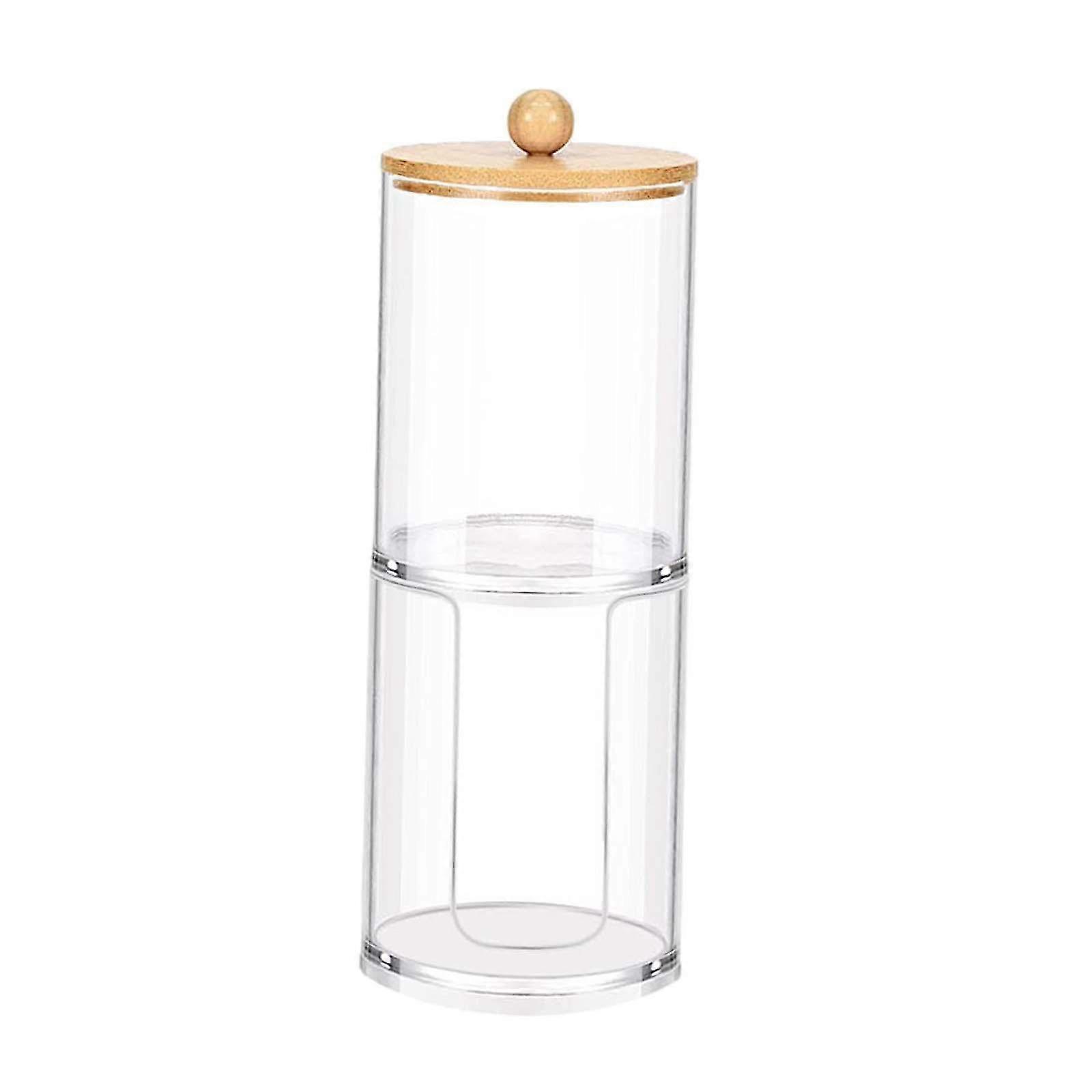 Double Layer Cotton Swab Storage Container, Chocolate Jar Saving Pot for Makeup Accessories, Cotton Storage Holder Dispenser for Qtip Use