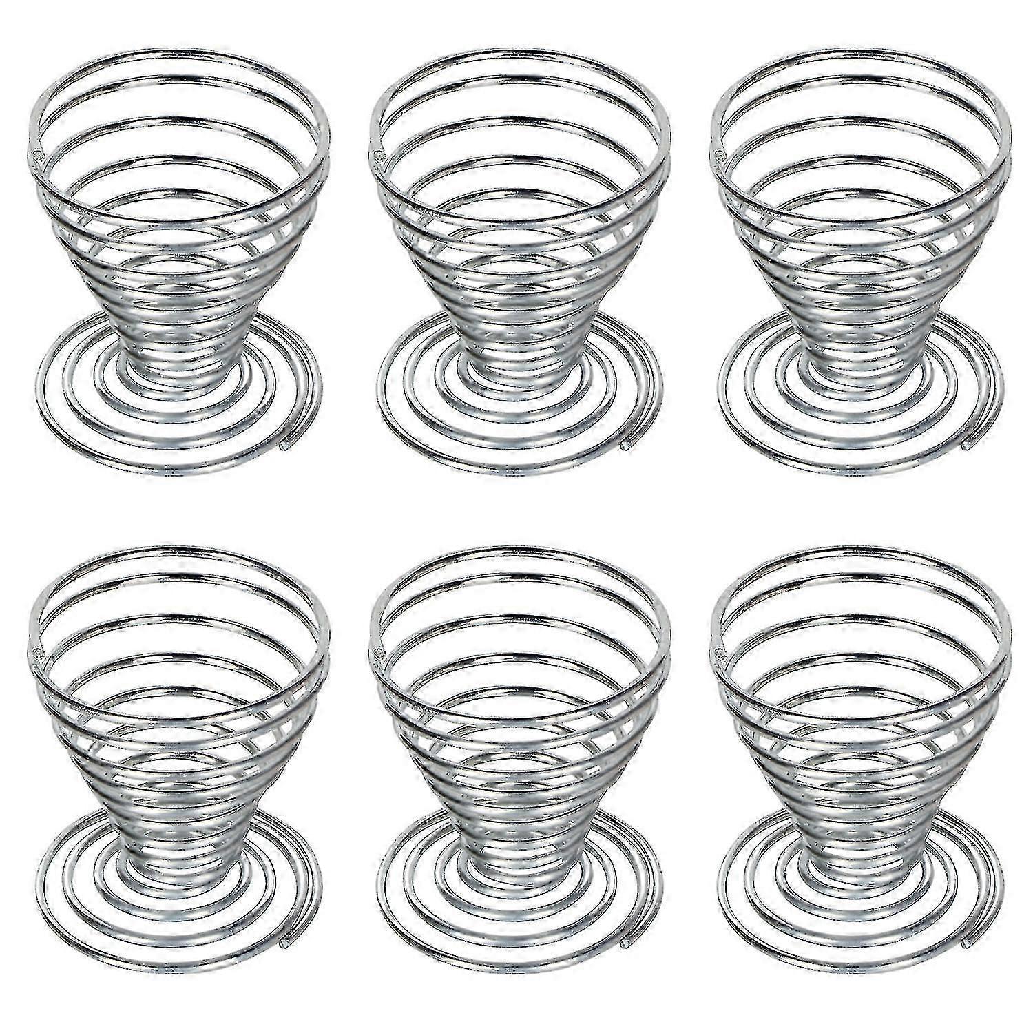 6 X Stainless Steel Wire Spiral Spring Egg Holders