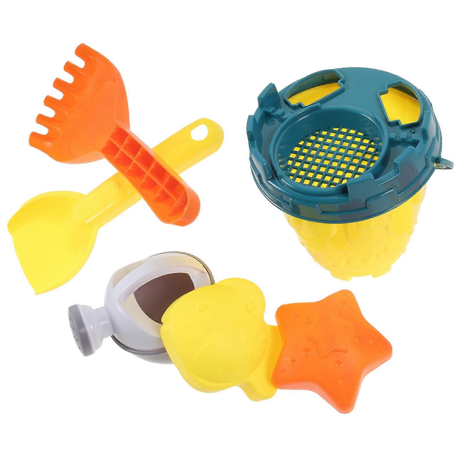 Cartoon Beach Sand Set with Pail and Digging Tools for Summer Beach, Park, and Pool Activities