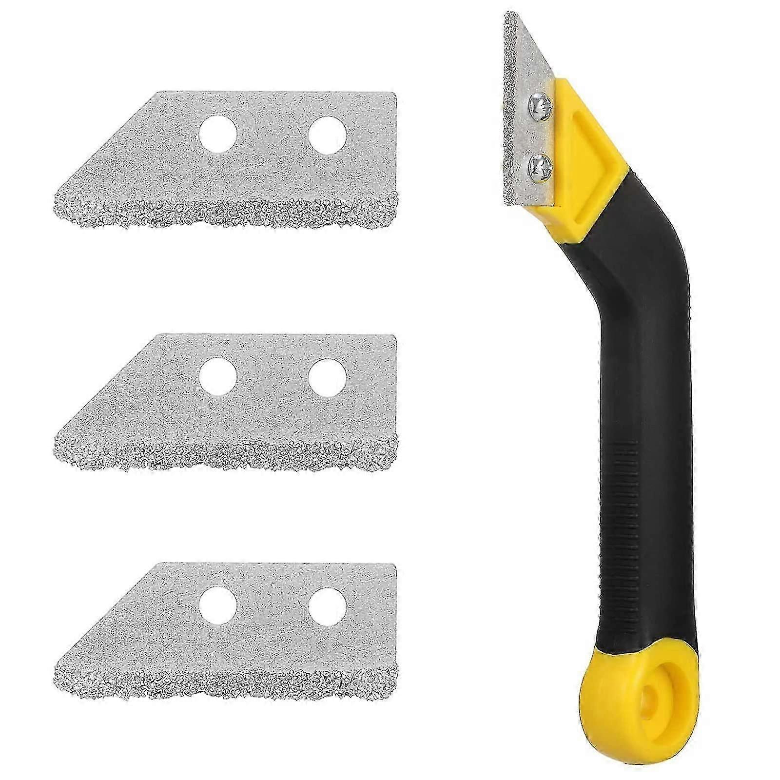 Tile Grout Scraper Grout Remover Tool Ceramic Hob Scraper with 3 Replacement Blades, Tile Scrapers, for Household Floor Tile Cleaning