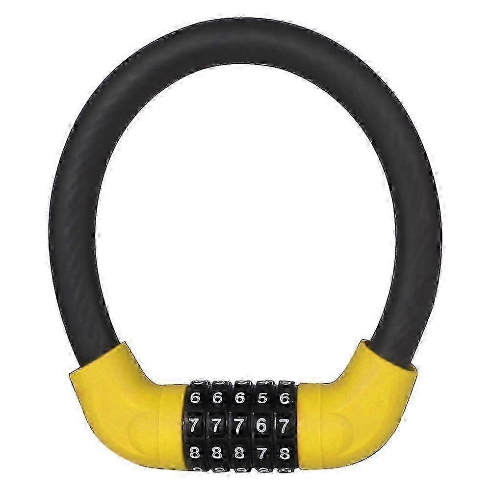 MTB Bike Wire Lock 5-Digit Code Motorcycle Security Combination Lock Yellow 17.2x400mm