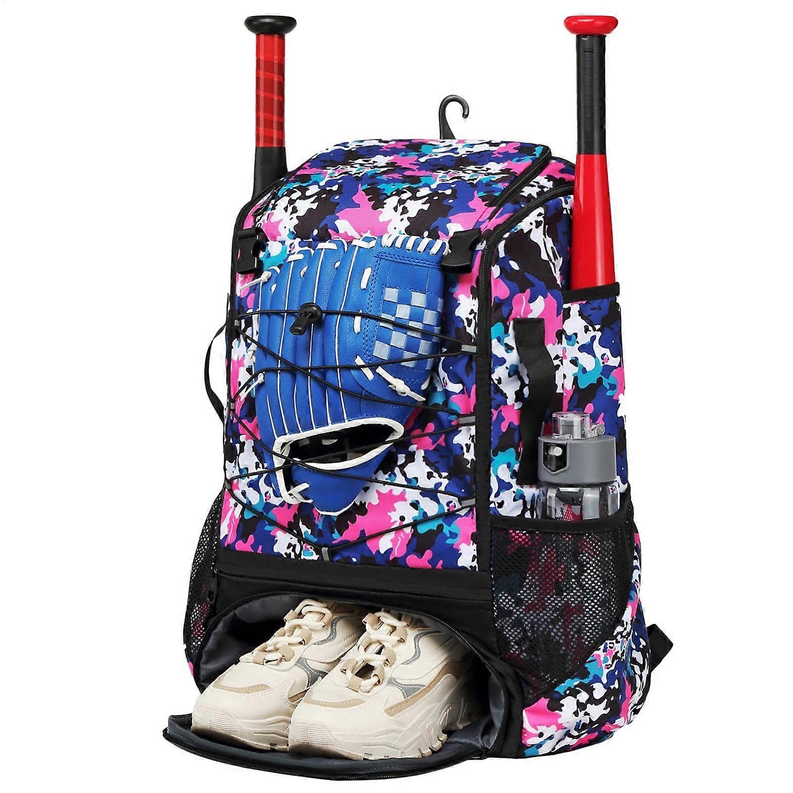 Baseball Backpack, Bat Bag for Youth and Adults, with Fence Hook for Bats, Mitts, Helmets