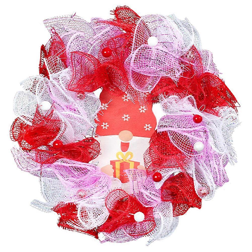 Front Door Wreath Silk Cloth Beads Wreath Romantic Style Circular Shape Multi-colored 30x30x4.5cm Door Hanging 1Set
