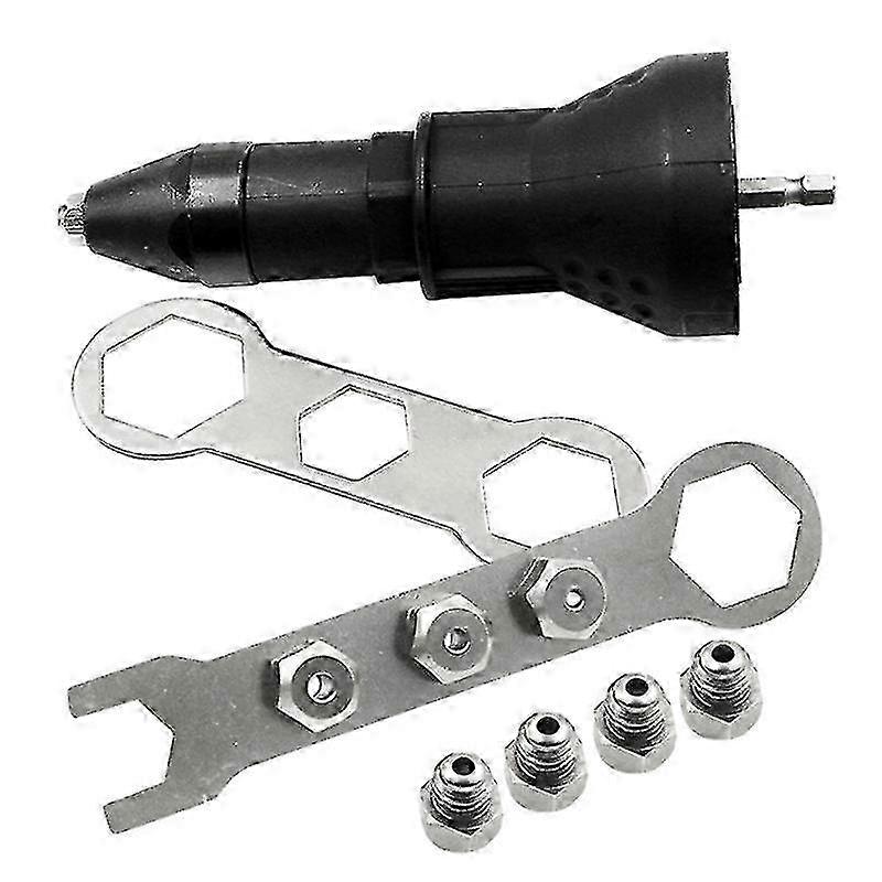 Cordless Drill Electric Rivet Nut Adaptor Tool Insert for Riveting (Black) Compatible with Various Brands