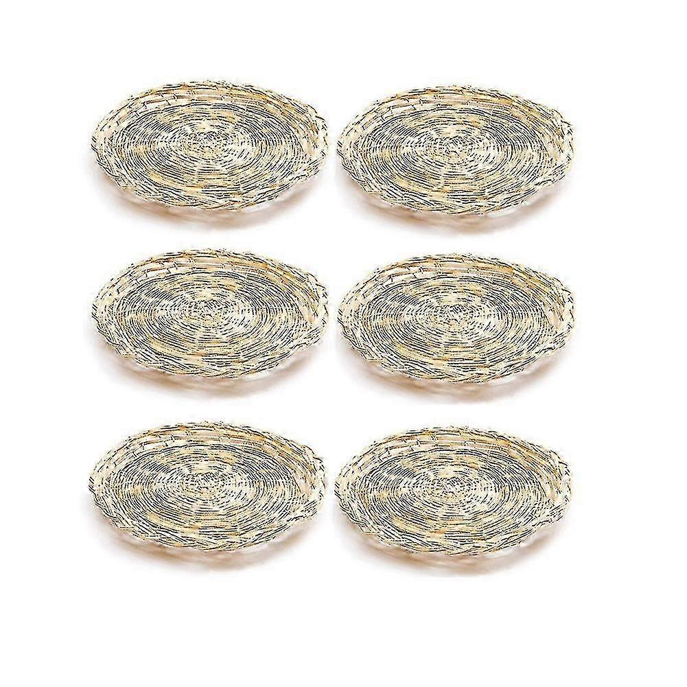 Set of 6 Reusable Woven Plate Holders for 10 Inch Round Disposable Plates, Suitable for Various Brands