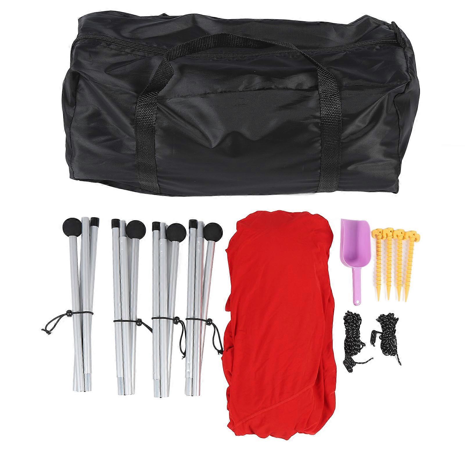 Red Beach Tent Sun Shelter UPF50+ - Portable Pop Up Canopy with Aluminum Poles for Camping