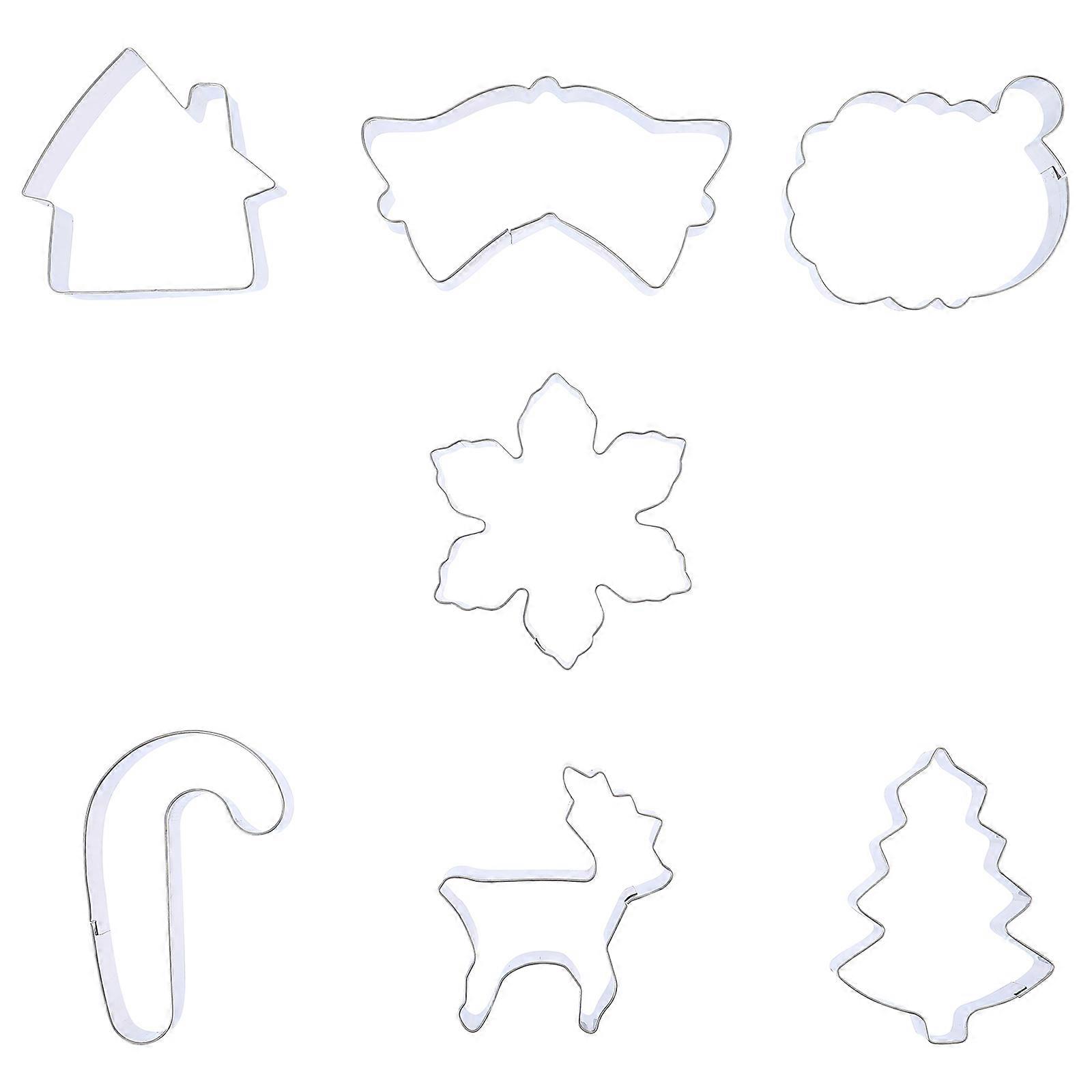 6 Piece Christmas Cookie Mold Set – Snowman, Snowflake, Tree, Bell, Cane & Star Shapes – Non Stick Baking Tool for Holiday Cookies & Gingerbread