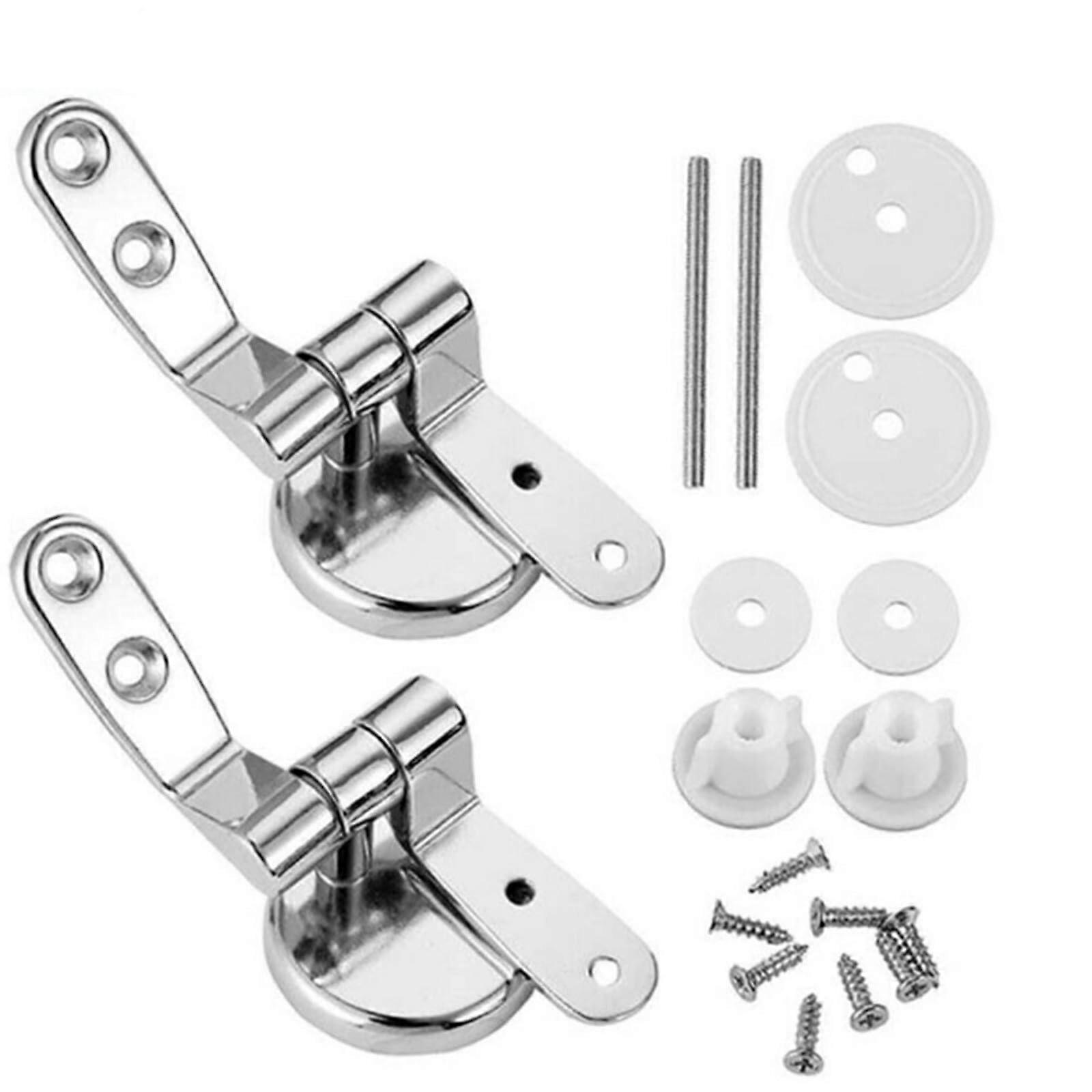 Toilet Seat Hinges Chrome-Plated, Universal Replacement, Includes Mounting Hardware, Pair, Fits Most Standard Toilets