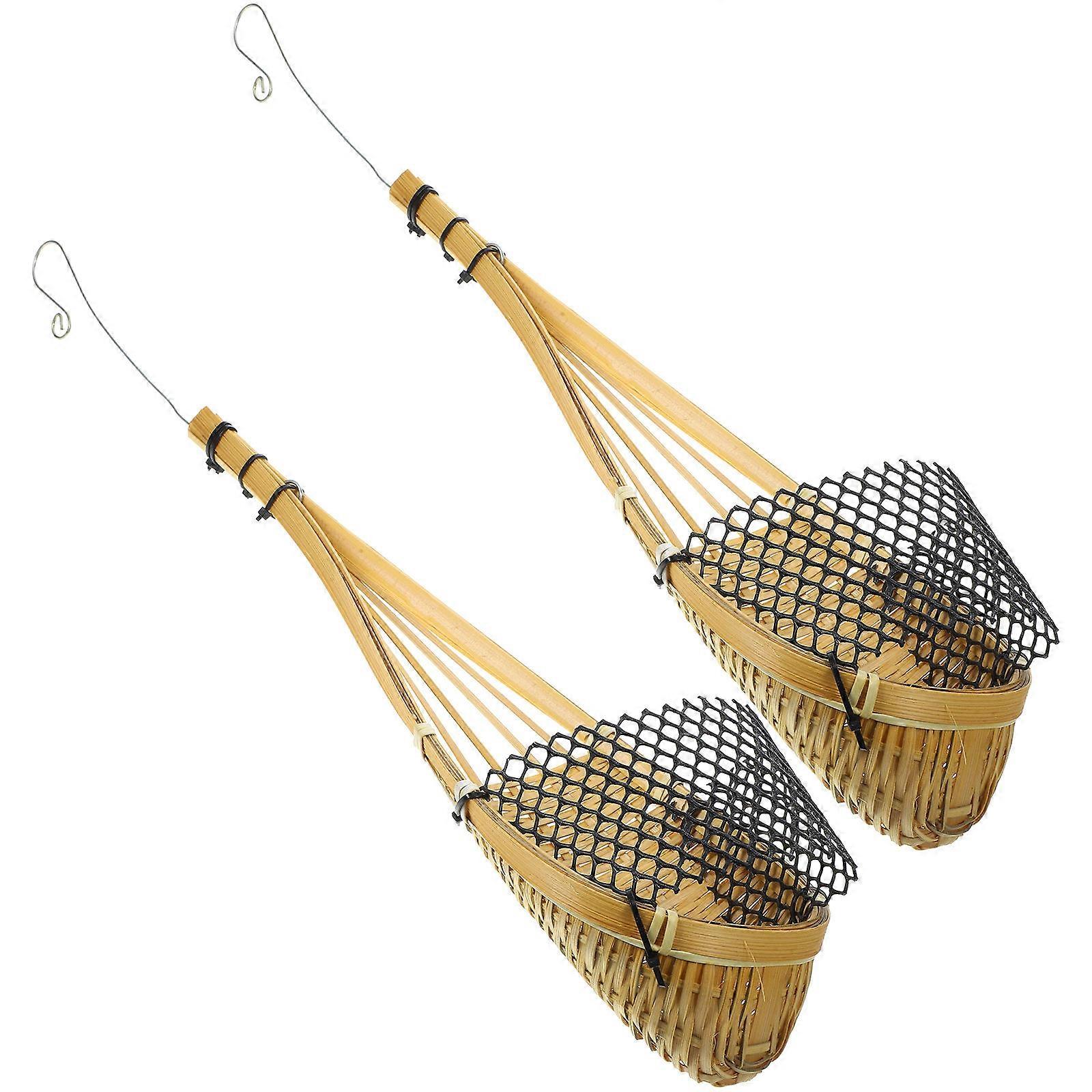 Lantern Hanging Flowerpot Bamboo Basket for Home Use 2Pcs Set