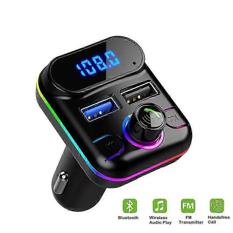 42A Dual USB Car Charger Car FM Transmitter Modulator Bluetooth 50 Handsfree Kit Car Audio MP3 Player with Ambient Light Support U-disk TF Card