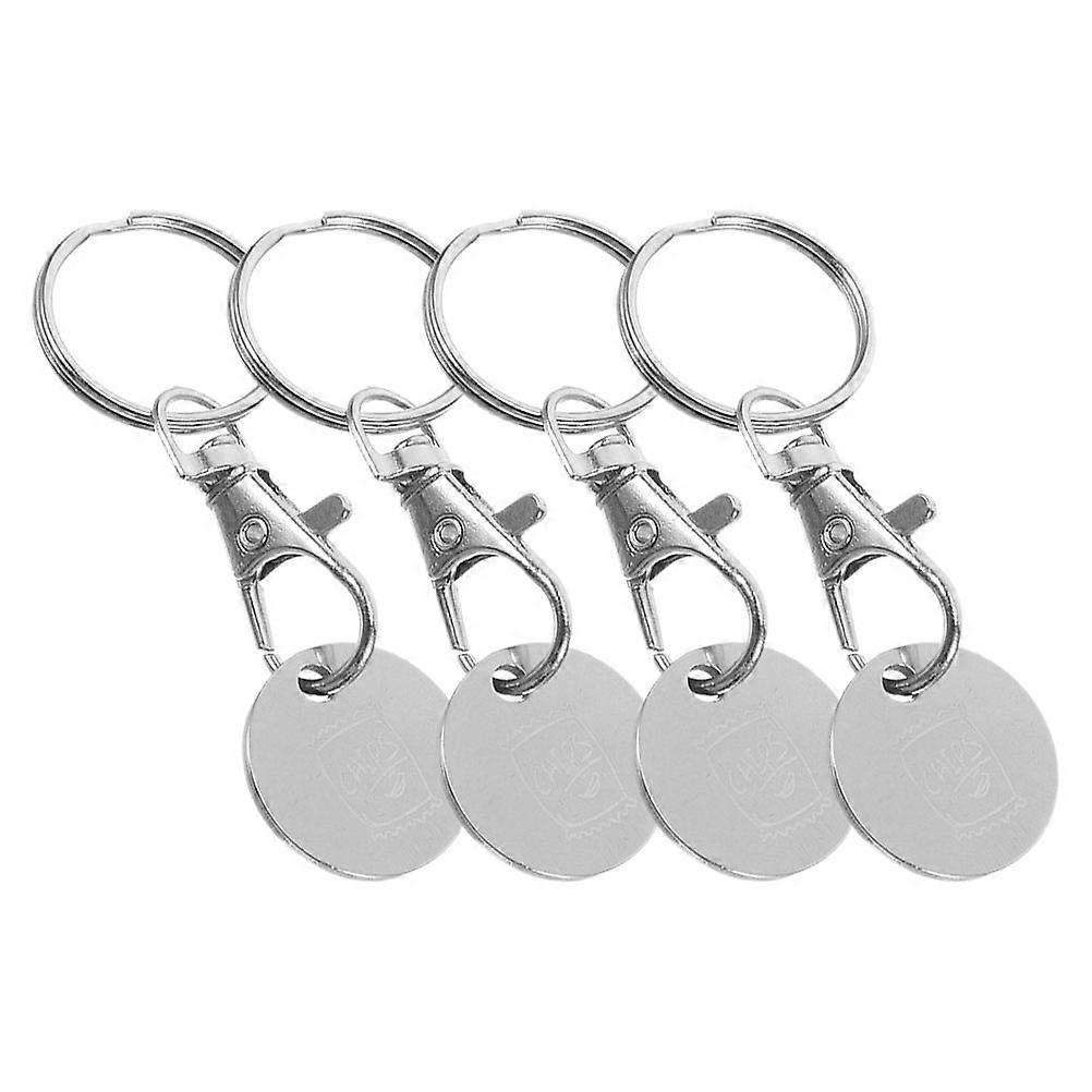 Stainless Steel Shopping Trolley Token Keychain Set of 4 – Stylish, Portable & Easy for Supermarket Trolley Unlock Keys