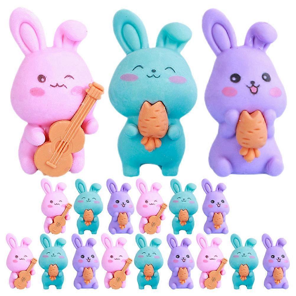 Pencil Drawing Eraser Cute Rabbit Shape Mixed Style Rubber Material Erasing Home Office Use 18Pcs