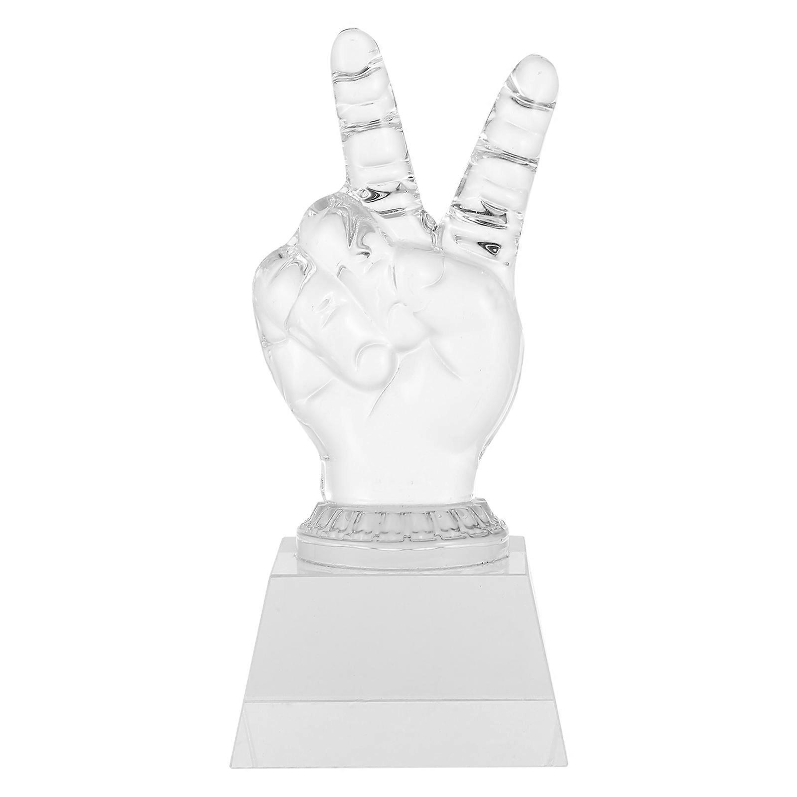 Hand Shaped Transparent Crystal Trophy Decorative Award for Home Office Elegant Prize Vivid Design Compact Durable Craftsmanship