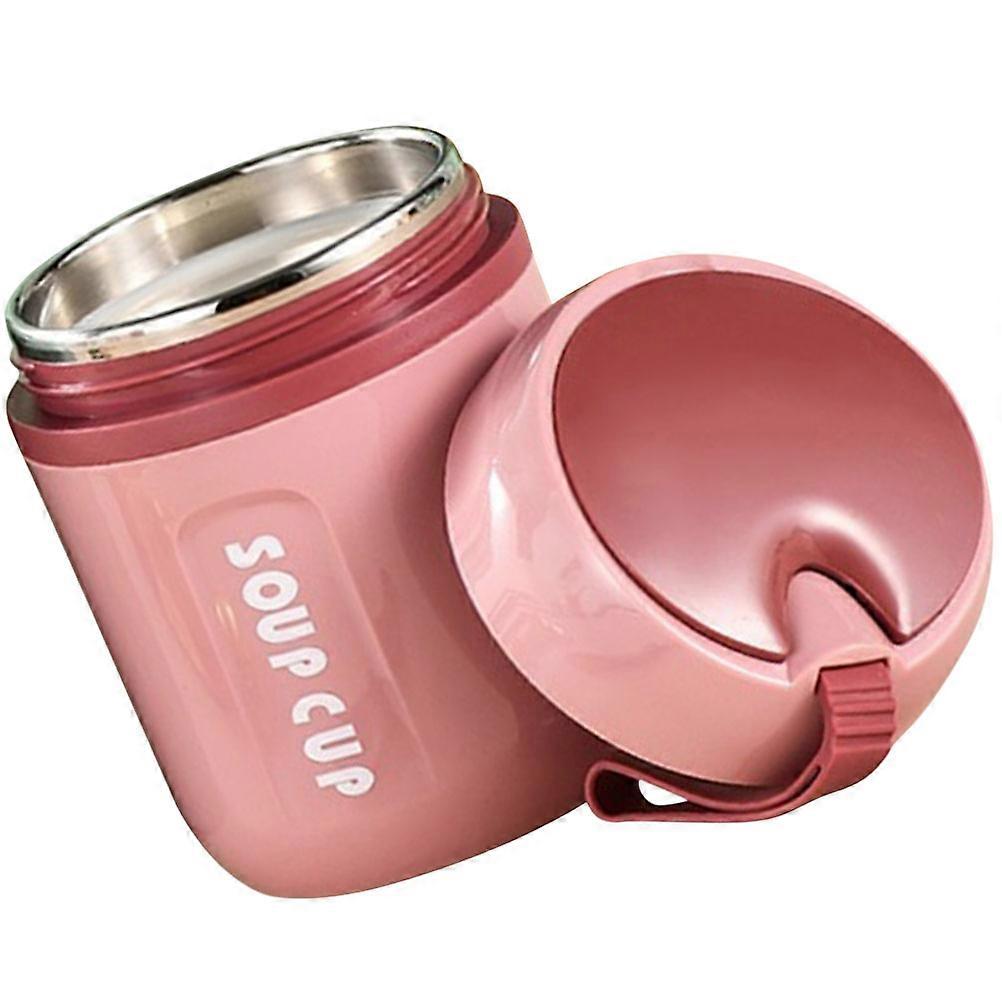 Leakproof Porridge Cup Insulated Cups With Lids Handle Design For Most People Pink 480ml 1Pcs