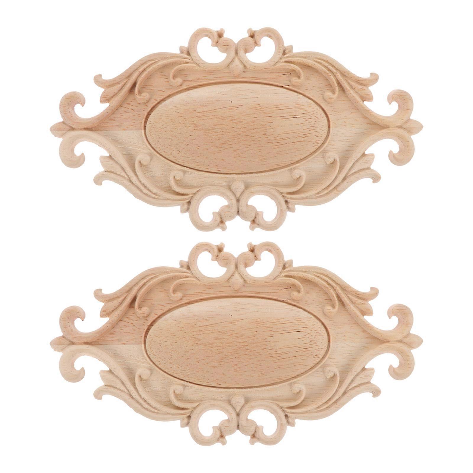 ドアウッドオンレイウッドカービングオンレイアップリケホーム家具装飾ベージュ0.7X11X20CM家具装飾2個