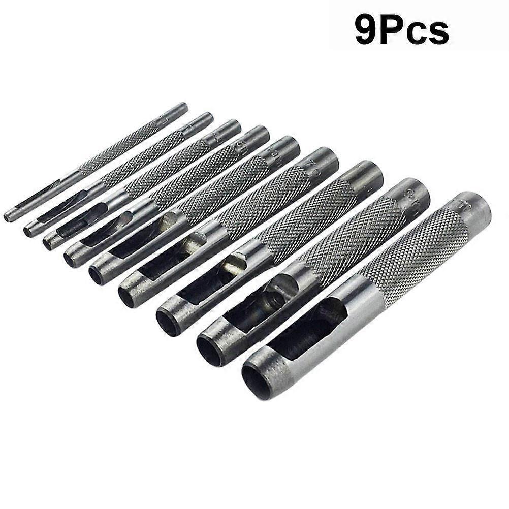 9pcs Electroplated Belt Hole Punch Set for Crafting & DIY Projects