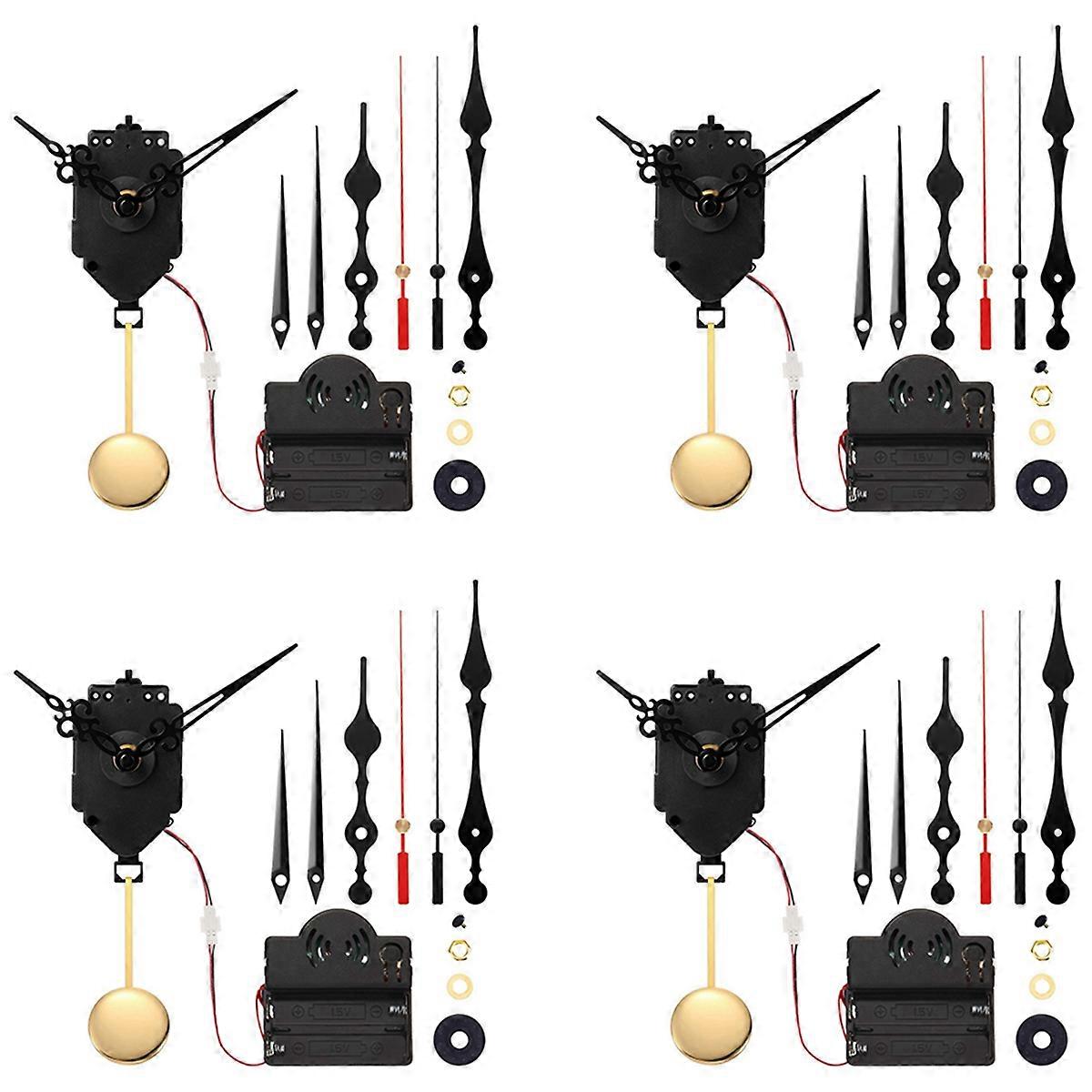 4X Quartz Pendulum Trigger Clock Movement Chime Melody Mechanism Clock Kit with 3 Pairs of Hands
