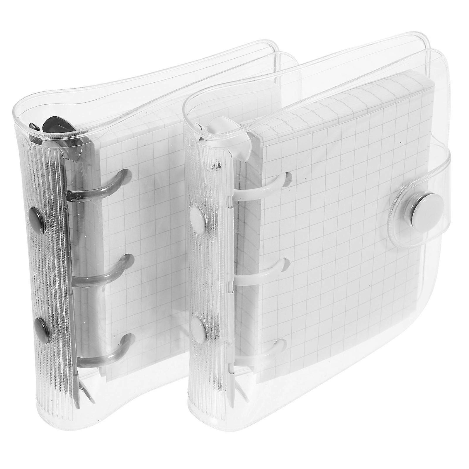 Mini Notepad Small Loose Leaf Notebook Creative Transparent Buckle For Office Workers Organizing 10.50X8.00X1.30Cm 2Sets