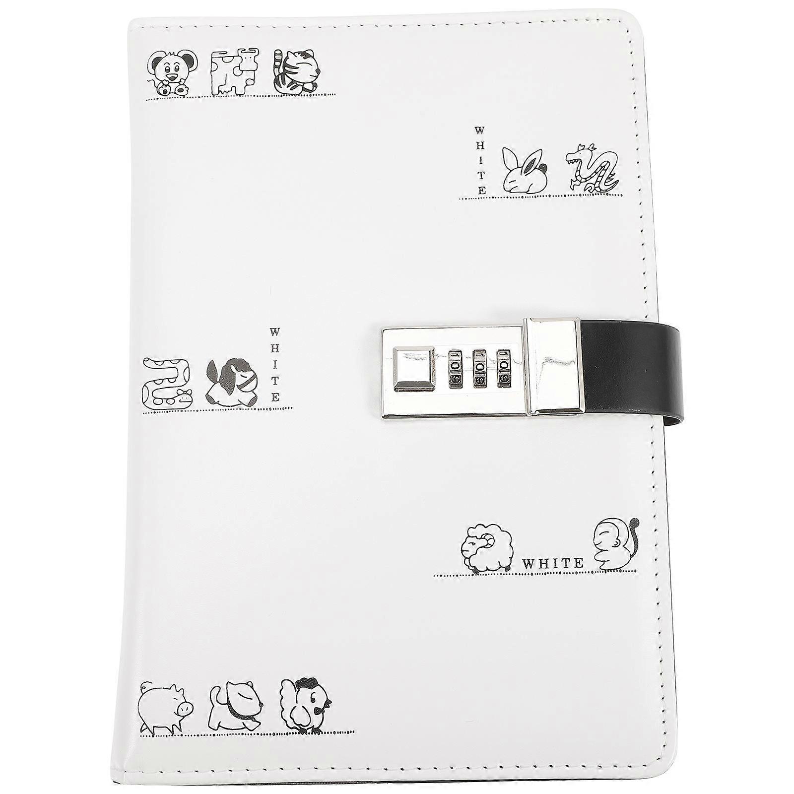 Journal With A Lock Cartoon Notebook For Student Daily Use Rectangular Simple Design 1Pcs