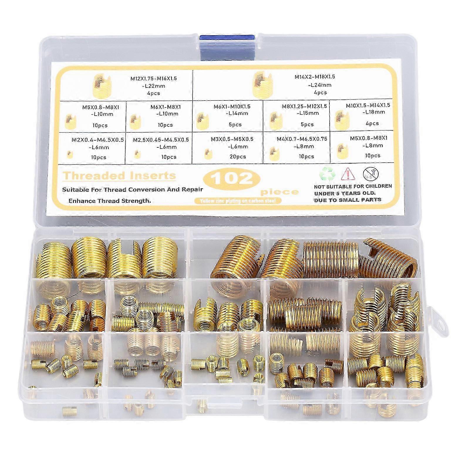 102Pcs Self Tapping Thread Inserts M2?M14 Quick High Carbon Steel Reinforce Repair Tool