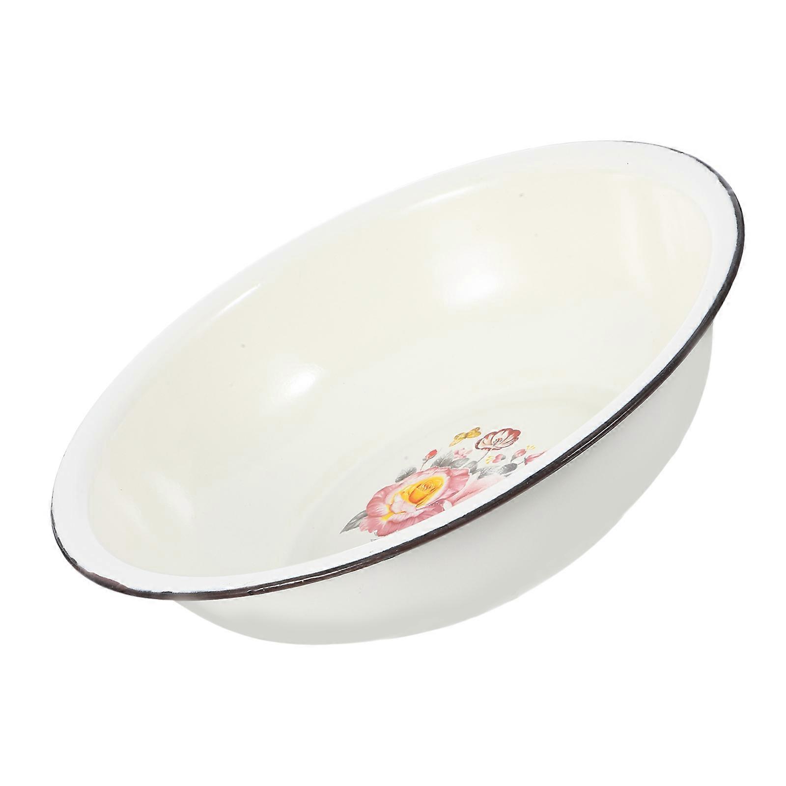 Salad Mixing Basin Thickened Design For Restaurants Assorted Color 24.00X24.00X7.00CM Iron Enamel Washing Vegetables 1Pcs