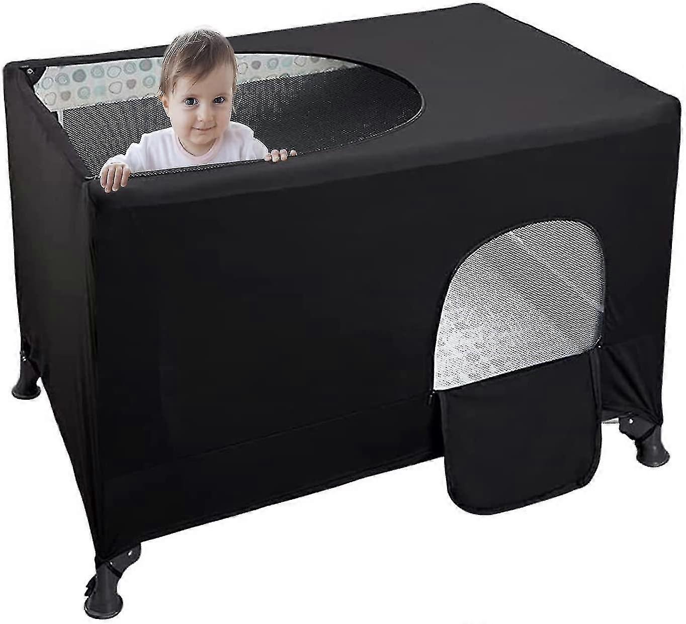 Black Crib Canopy - Breathable Net for Sleeping in Travel Cot - Indoor and Outdoor Use