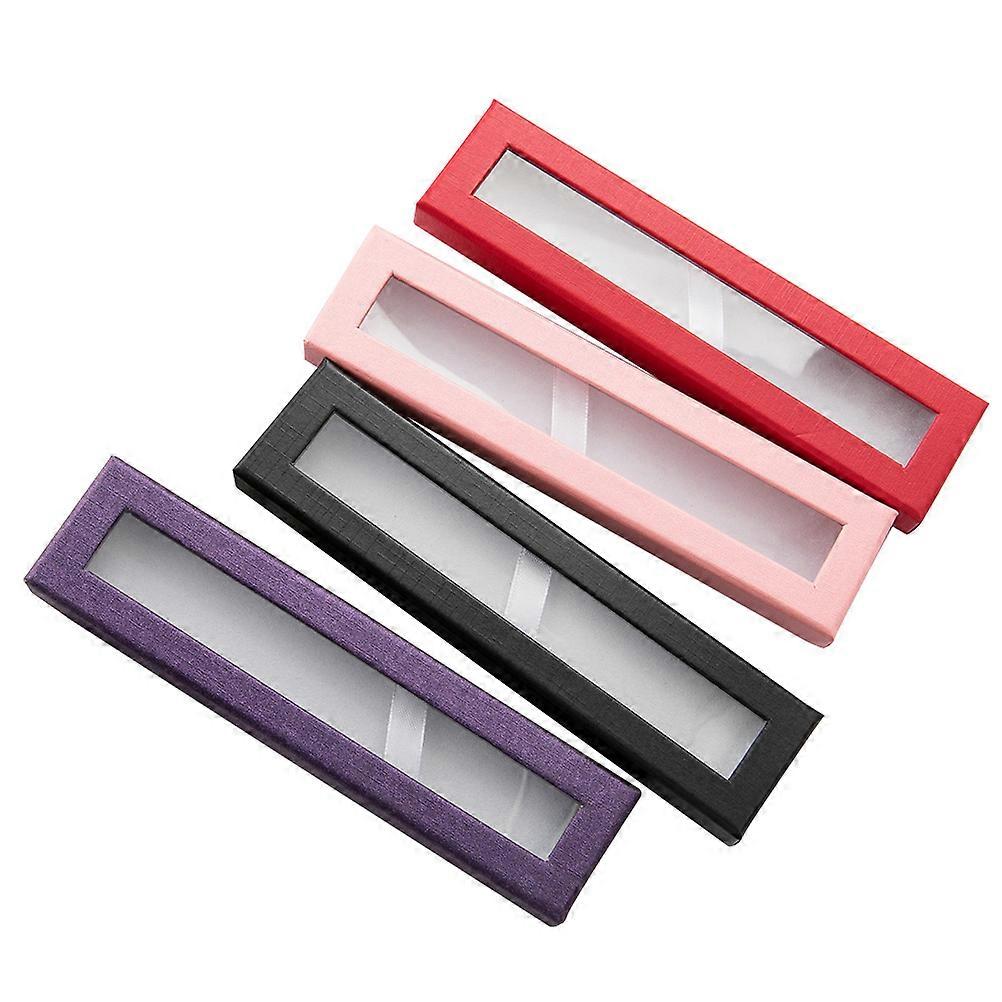 Storage Pen Box Clear Pencil Case Pink Dimension 17.5x4.3cm For Everyday Use 4Set
