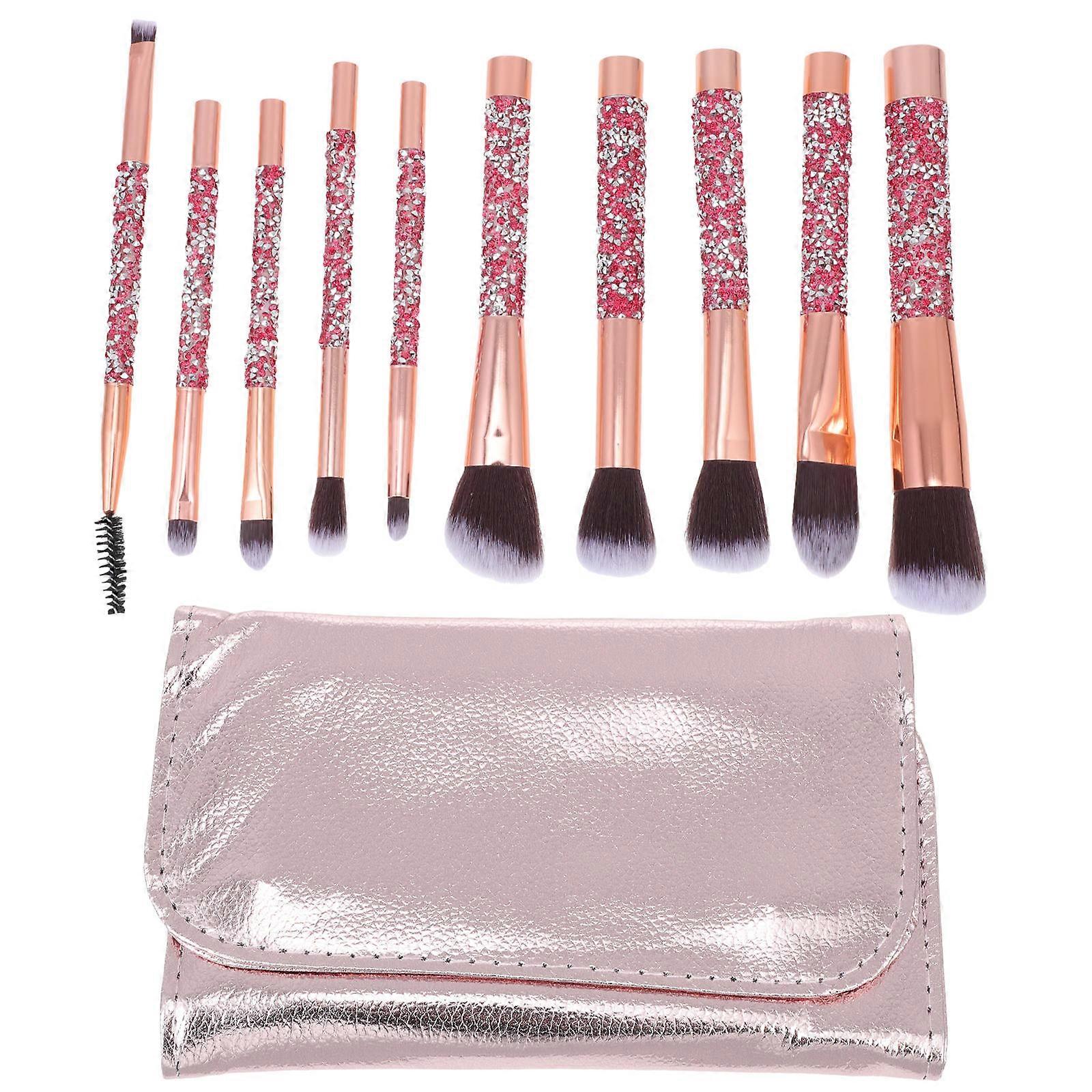 Rhinestone Makeup Brush Set with Synthetic Fibers for Powder and Blush Application – Comfortable Grip, Easy Cleaning, Versatile Use for Women