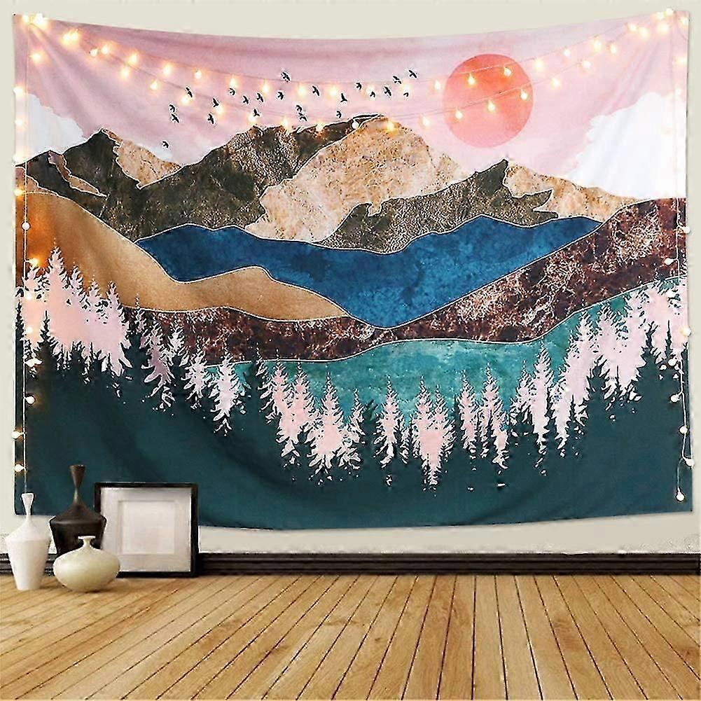 2025 Latest Model Sunset Wall Tapestry Forest Tree Tapestry Mountain Wall Hanging Psychede
