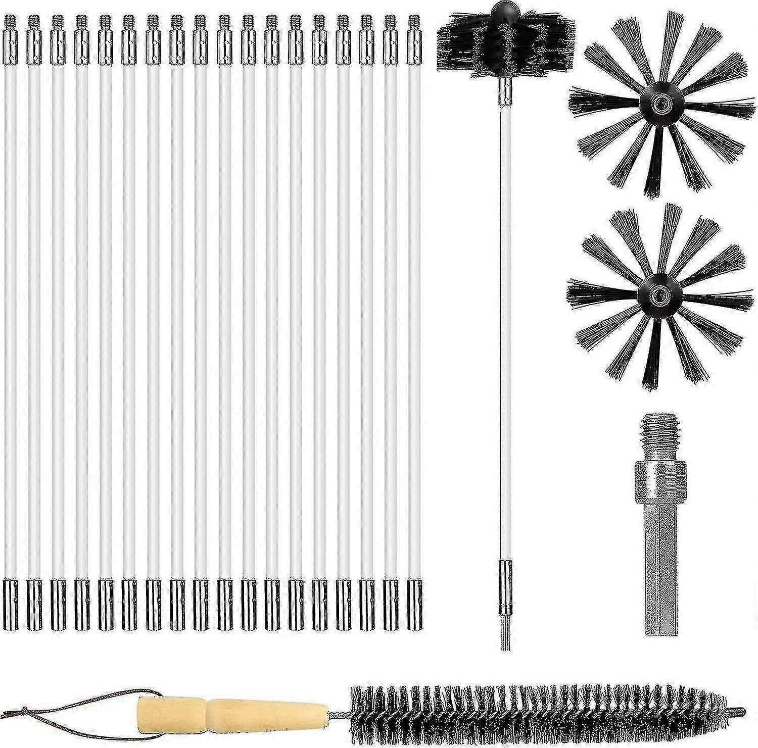 22 Pack Chimney Cleaning Brushes Duct Vent Cleaning Kit for Suitable for Various Brands Chimney Sweeping Needs
