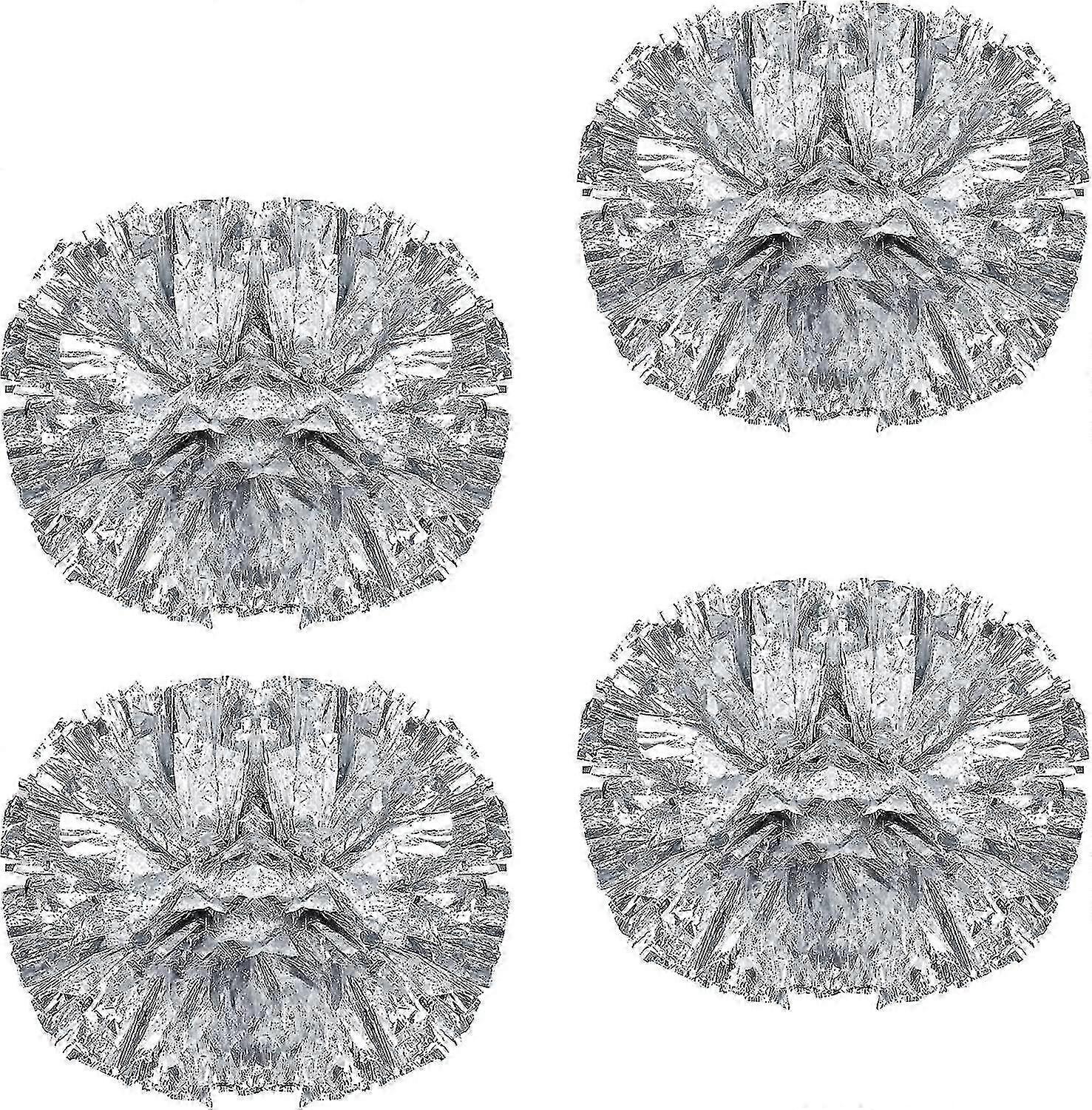 女性用チアリーディングポンポン4個、シルバーチアリーダーポンポン2ペア