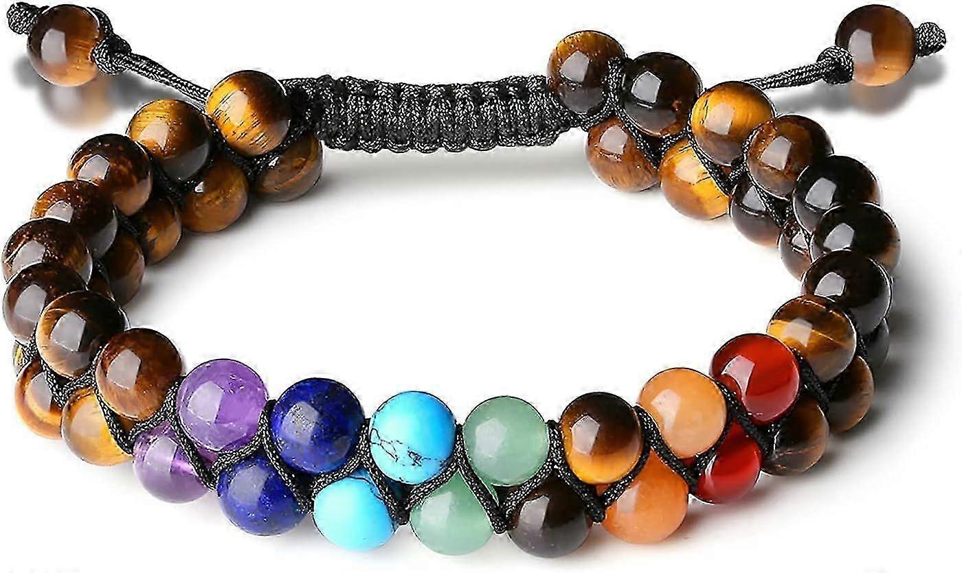 7 Chakra Bracelets - Crystal Gemstones Beaded Double Layer Bracelets