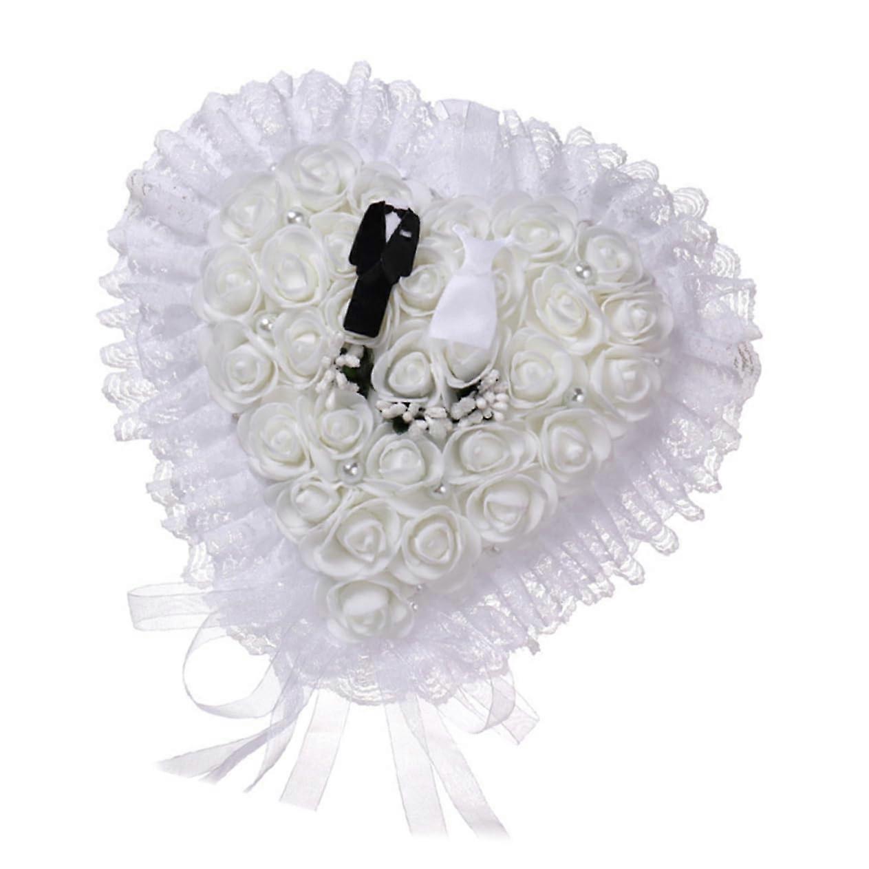 Lace wedding ring pillow for bride and groom, elegant design for engagements