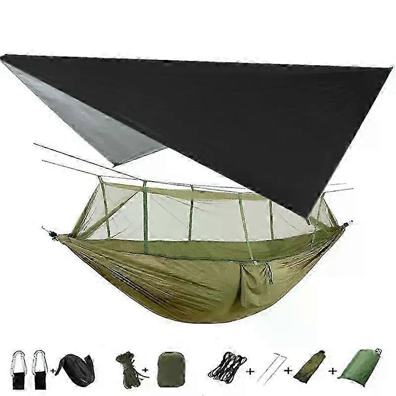 Lightweight Portable Camping Hammock and Tent Awning Rain Fly Tarp with Waterproof Mosquito Net Canopy 210T Nylon