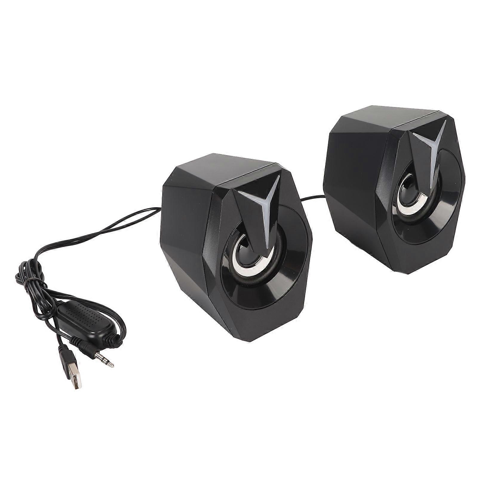 USB Powered Speaker with RGB Lights Volume Control Portable Wired Subwoofer Speaker for Laptop Desktop Computer Desktop Black 