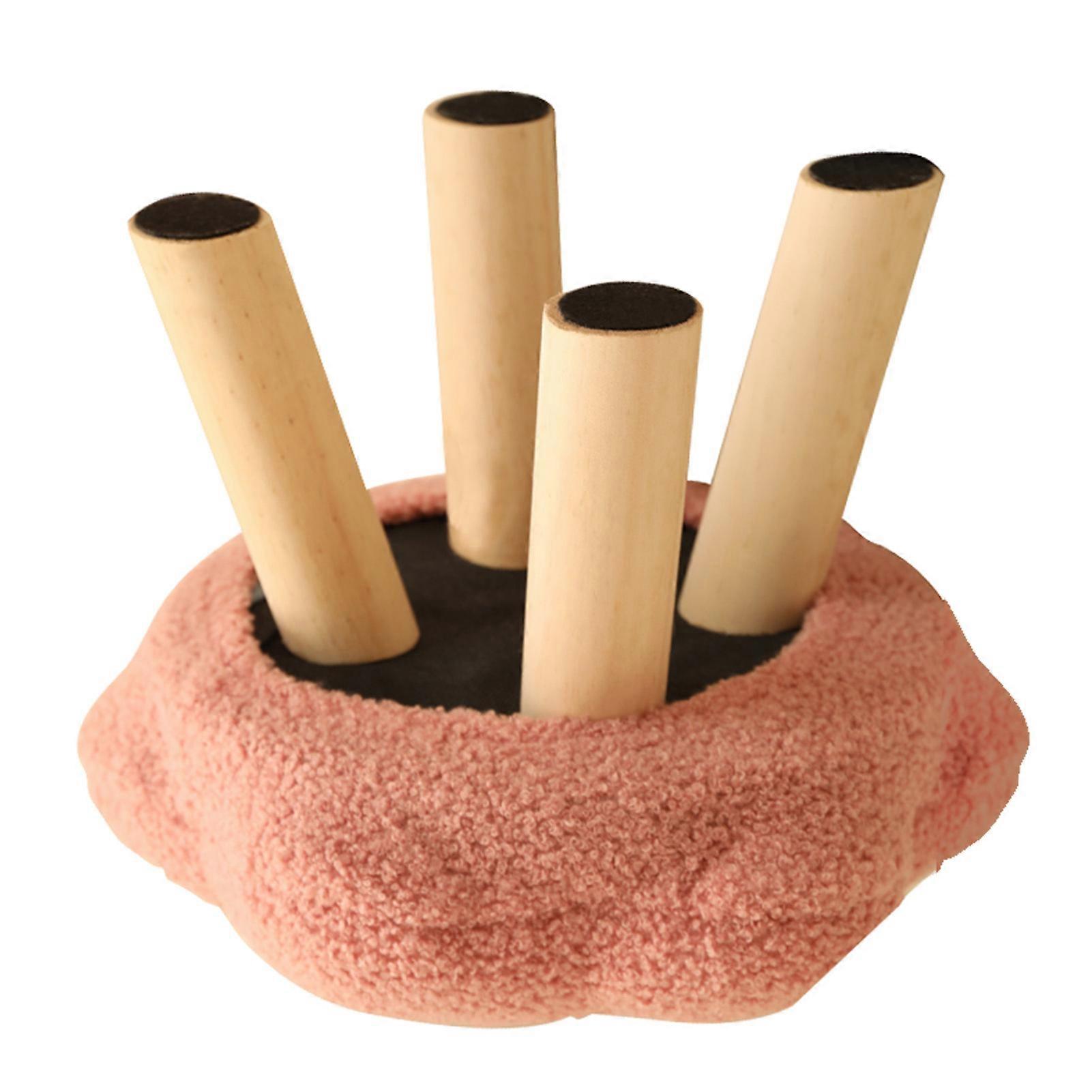 Small Foot Stool Cute Sunflower Soft Teddy Velvet High Resilience Wooden Footstools for Bedroom Living Room Sofa Pink 