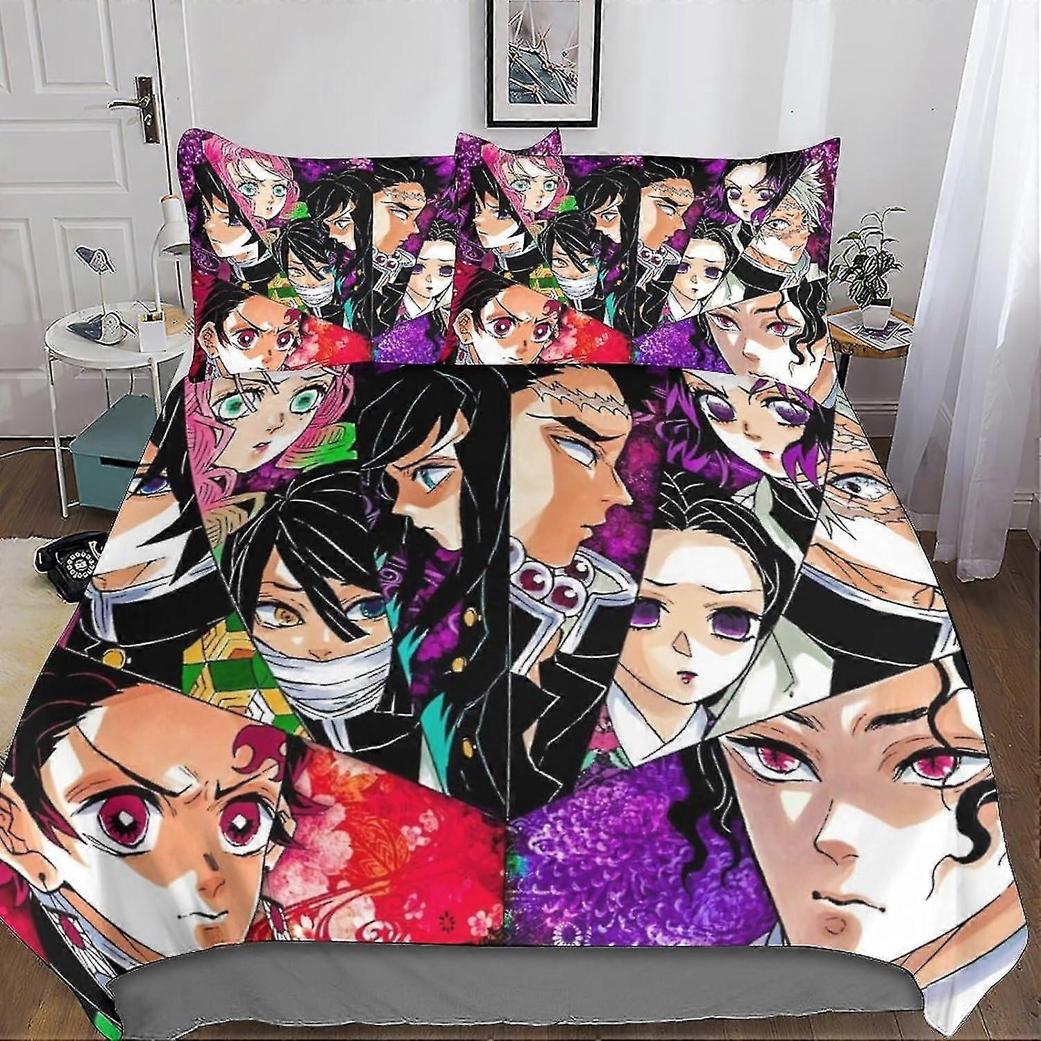 Conjunto de cama impresso em 3D para crianças adolescentes com fronha de microfibra Anime capa de edredom adequada para determinada marca