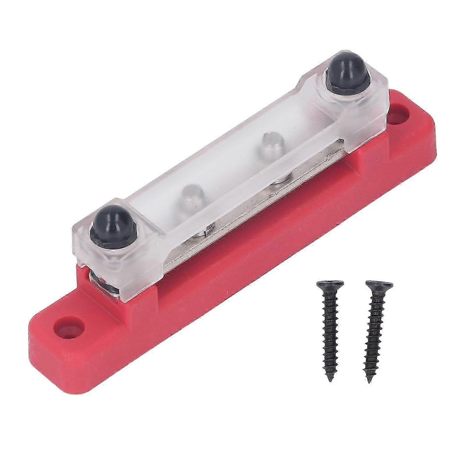 12-48V 150A 4 Terminal Bus Bar Ground Power Distribution Battery Junction Block for Vehicles and Boats Red