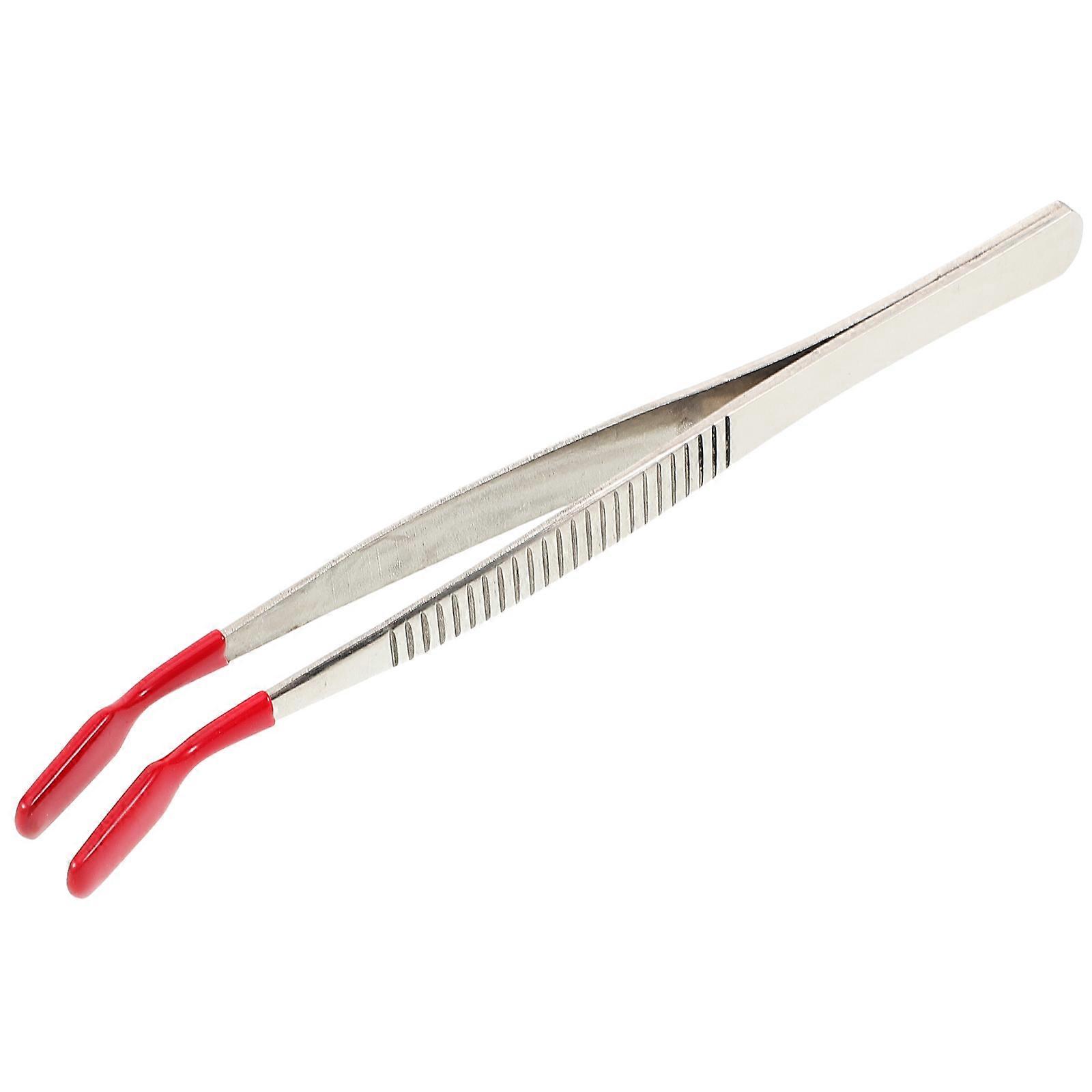Stainless Steel Stamp Tweezers with Comfortable Handle, Lightweight Multipurpose Precision Tool for Stamps Collecting, Crafting and Hobby Use
