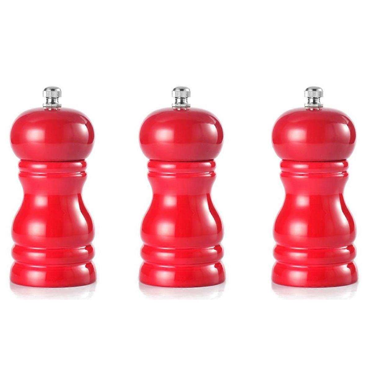 Wood Salt and Pepper Grinder Set Manual Mill Shaker, Solid Wood Red