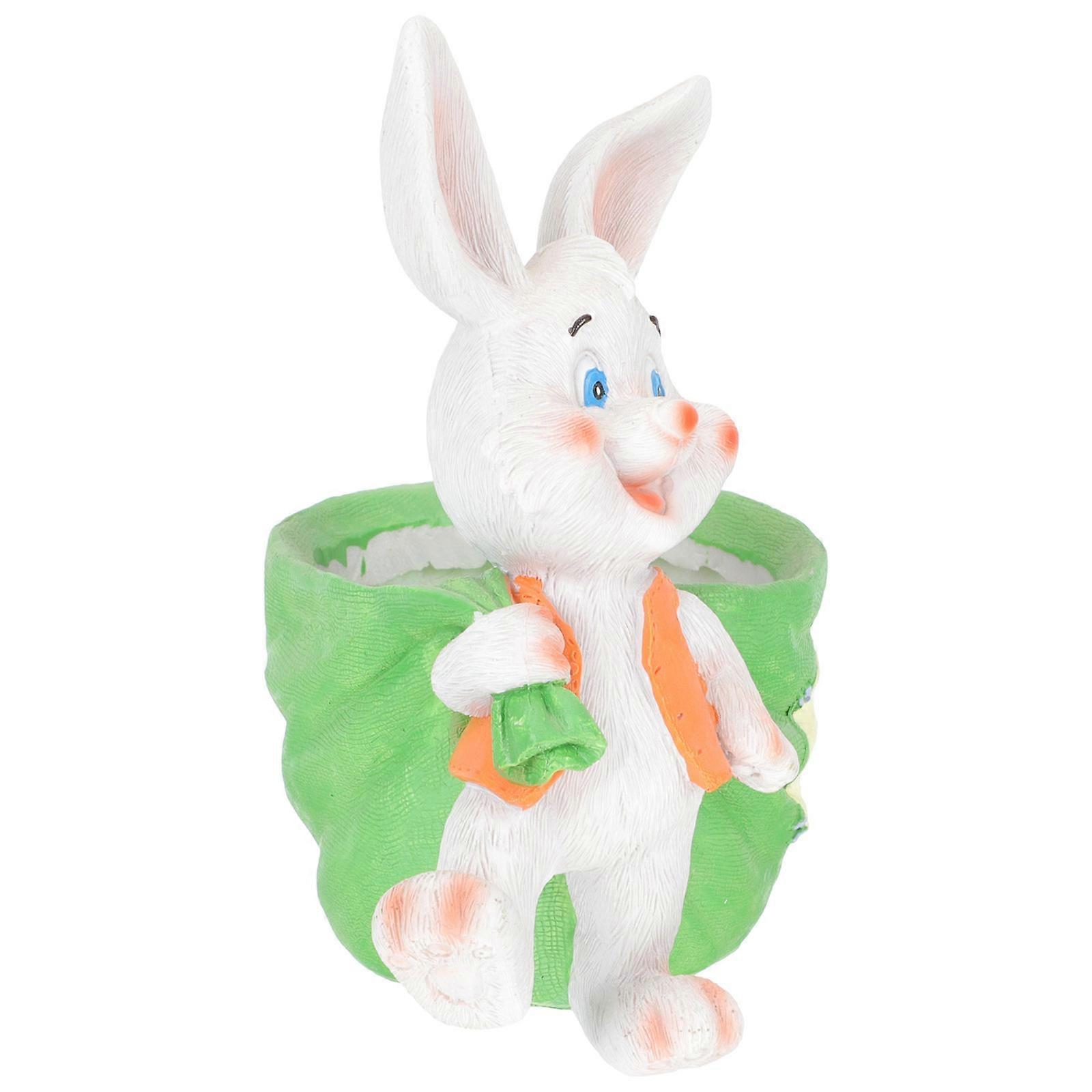 Creative Resin Planter Rabbit Cactus Planter Dark Green Home Decor Outdoor Garden 16.5x15cm Decorative Item 1Set