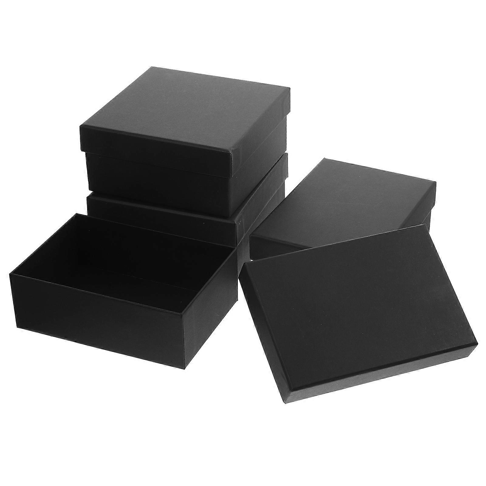 Wedding Boxes Black present Wrapping Box Square Elegant Packaging 4Pcs