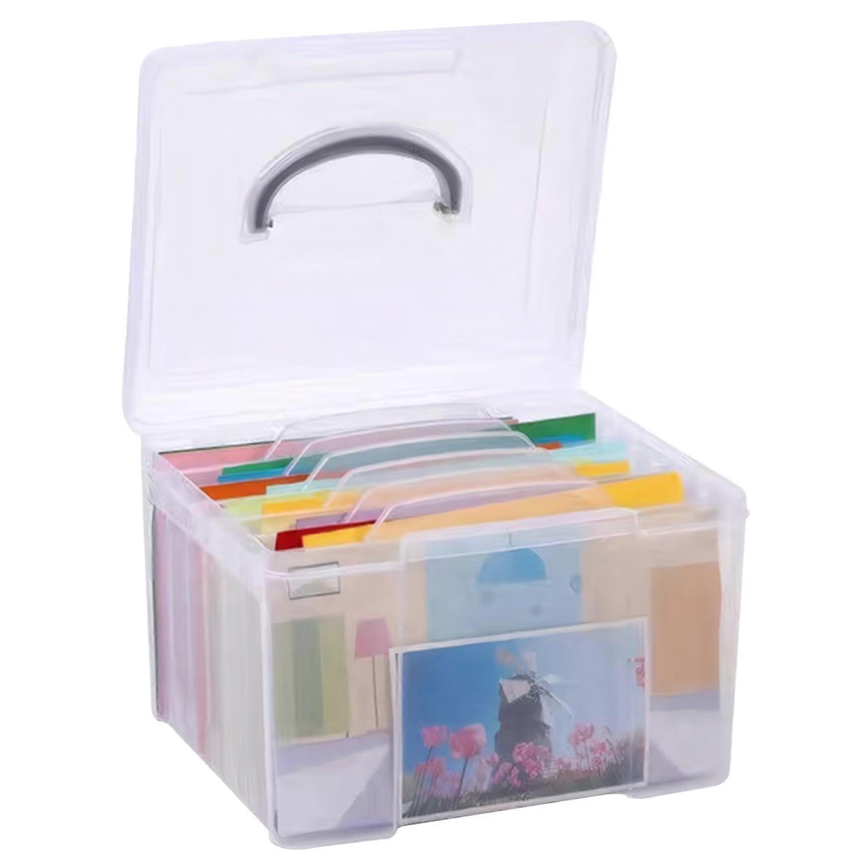 Photo Storage Box with Inner Holder 5x7 Container with Handle Dustproof Organizer